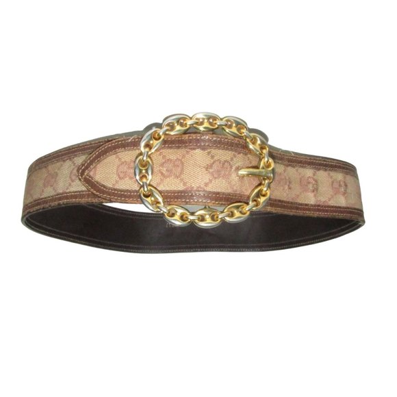 Early Brown Guccissima Leather Belt w a Gold Gucci Link Buckle - Picture 1 of 12